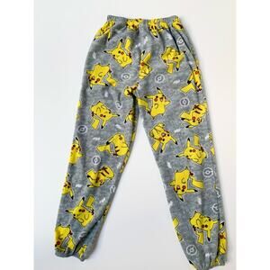 Pokémon Pikachu Gray Yellow Flame Resistant sweat Pants Pjs Kids Sz Large 10/12